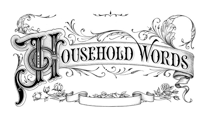 Lettering illustration of "Household Words"