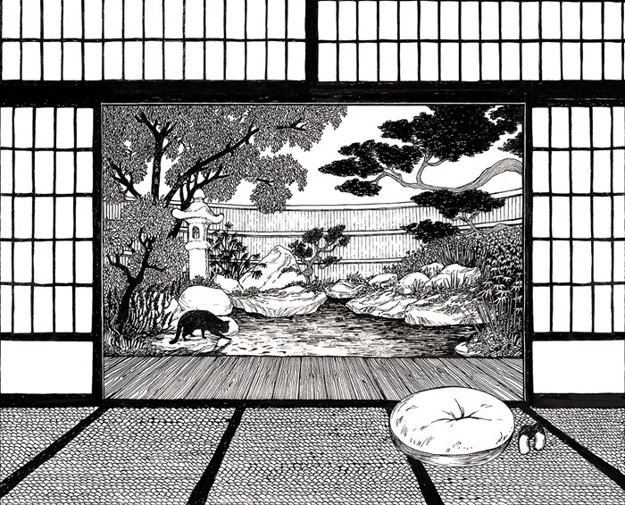 Summer heat artwork in black and white