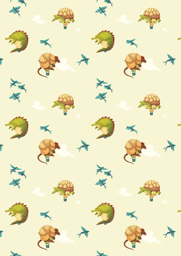 Wallpaper depicting an animal-filled sky