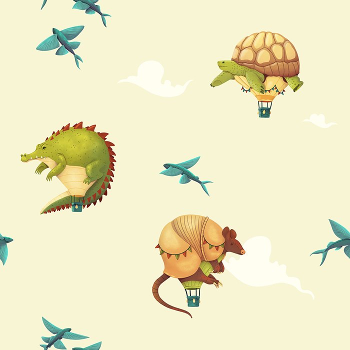 Animals wallpaper with a decorative sky