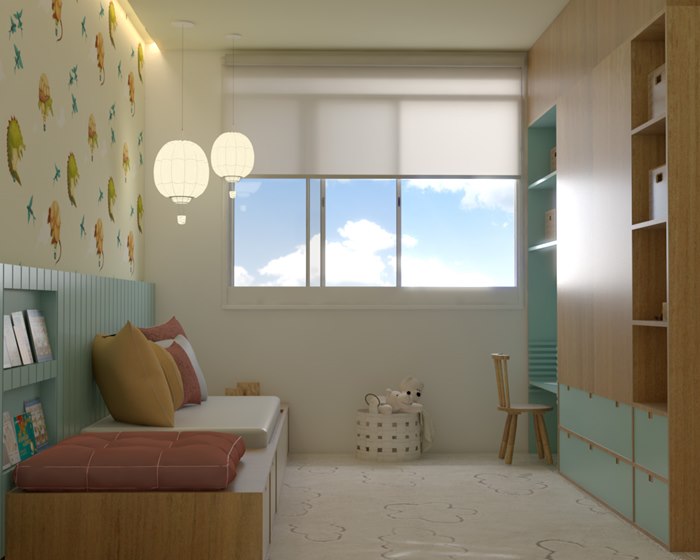 Decorative interior animal-filled sky wallpaper