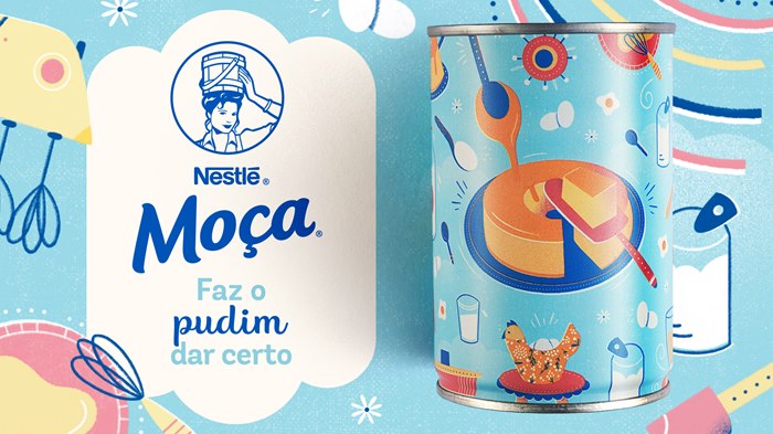 Artwork of the container of Nestlé Moça Pudim