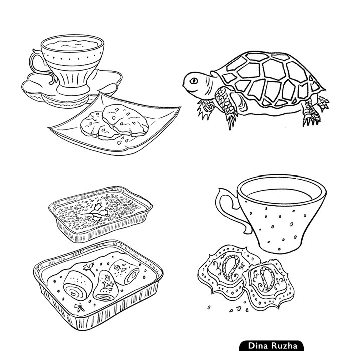 Drawings of food in line style