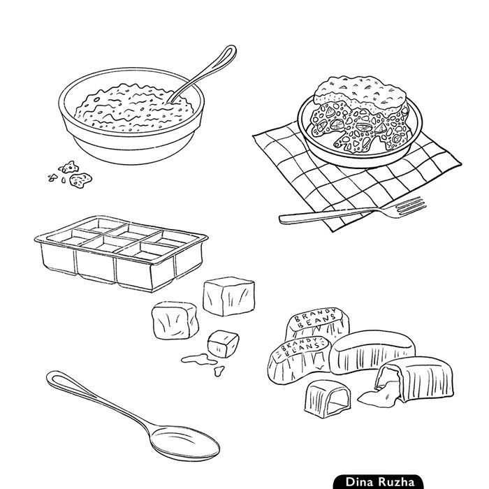 An abstract line drawing of food