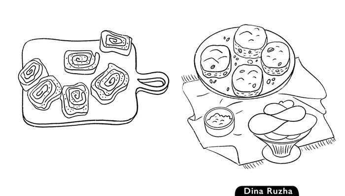 Delious pastries drawing by Dina Ruzha