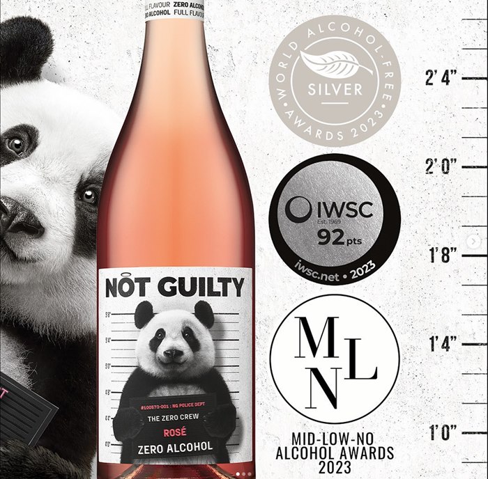 Packaging label for Australian non-alcoholic wine
