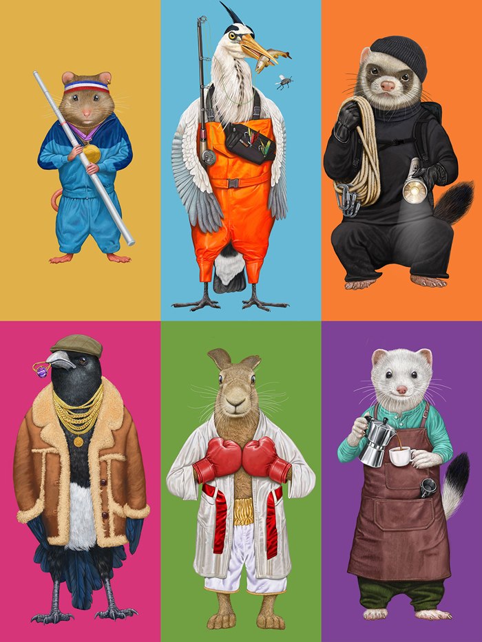 Anthropomorphist artwork for Badger Brewery's beer labels