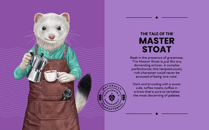 Personified animal character for beer label