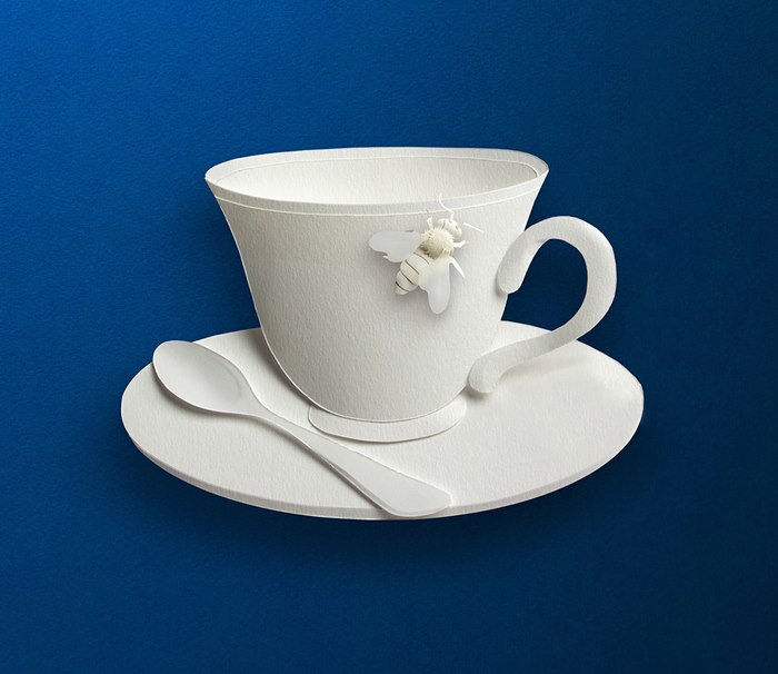 Cup and saucer paper cut artwork
