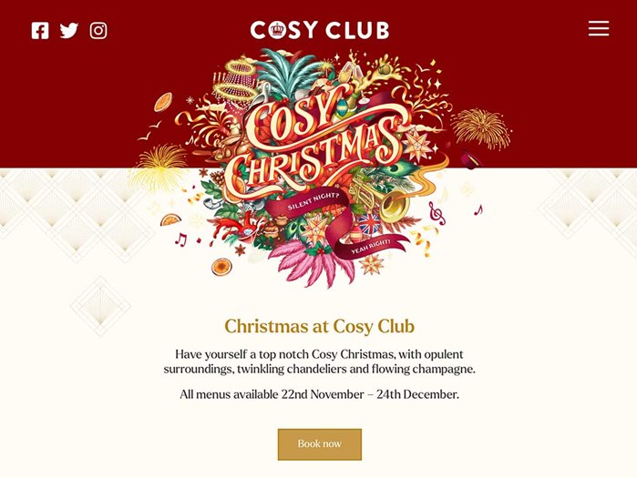 Home page design of Cosy Club