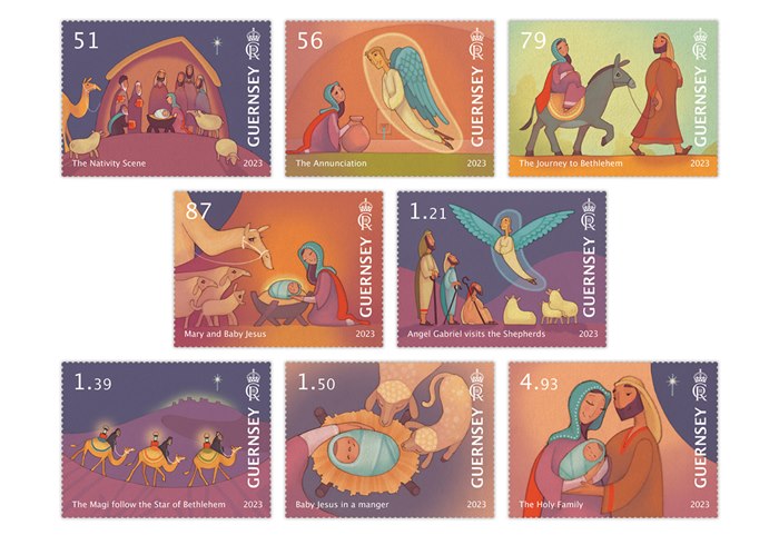 Christian narrative of Jesus' birth stamps' collection