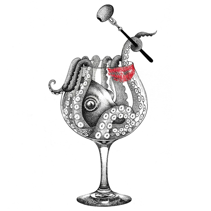 Black and white illustration for Casa Mia packaging
