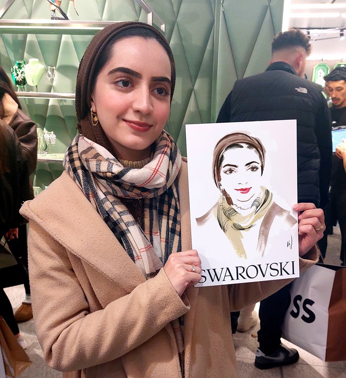 Live drawing at Swarovski store at London