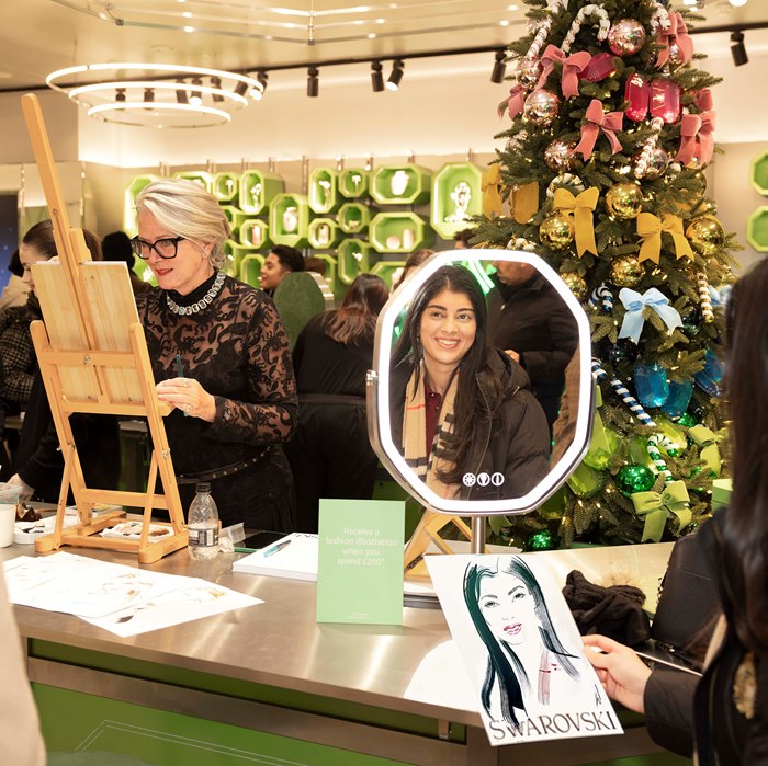 Portrait illustration of Swarovski store customer