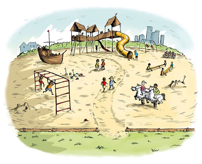 A children's graphic book promoting the value of cooperative play