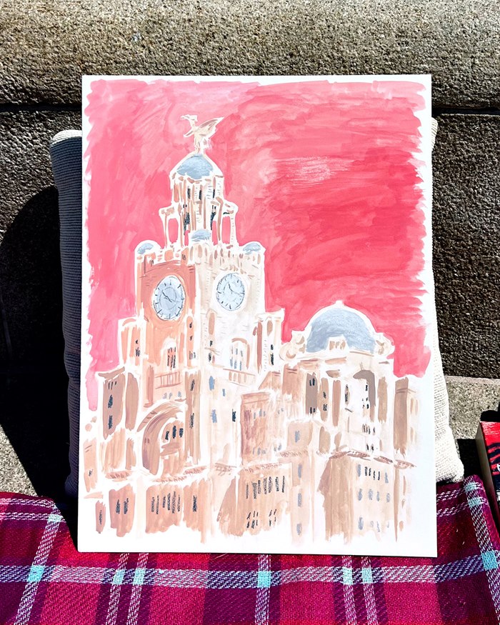 Painting depicting a building in Liverpool