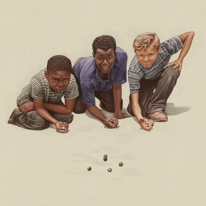 Kids playing a marble game