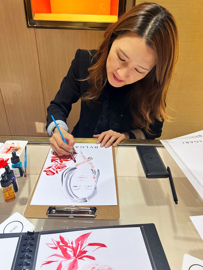 Live drawing at Bvlgari event