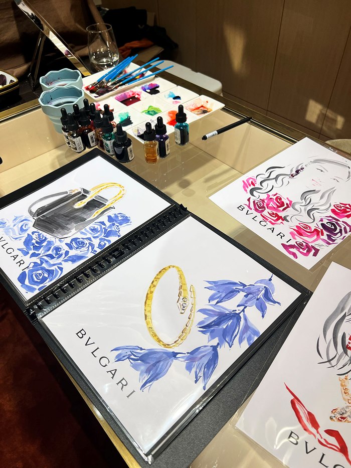 Live event drawing at San Francisco Bvlgari store