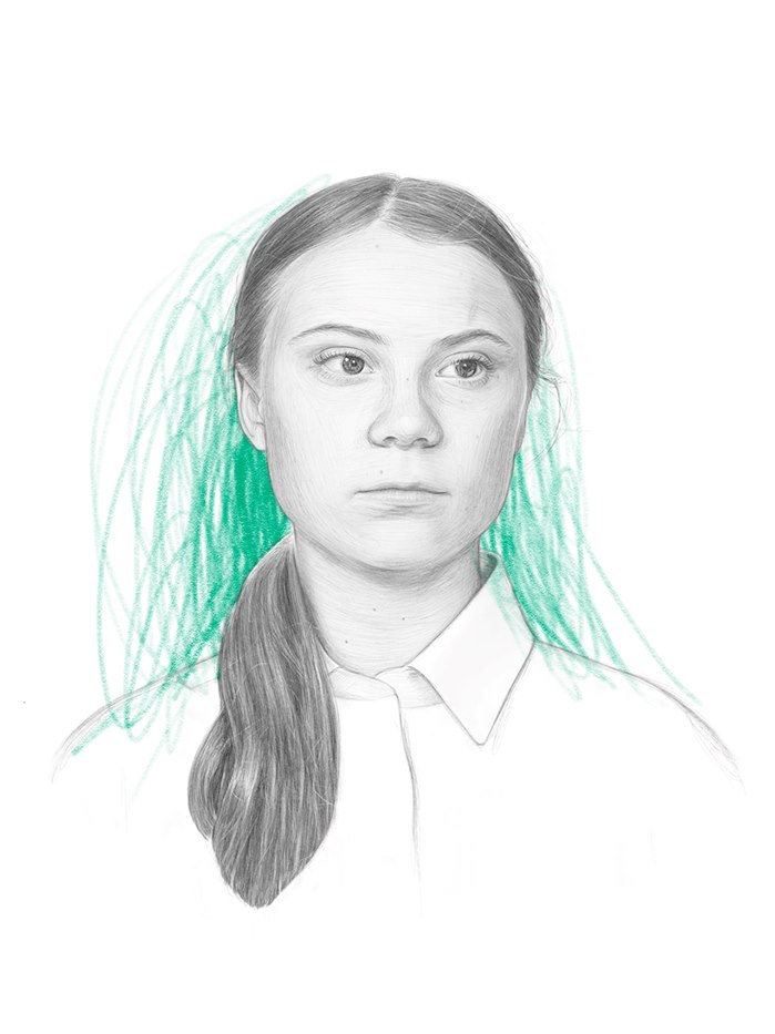Authentic depiction of Swedish activist, Greta Thunberg