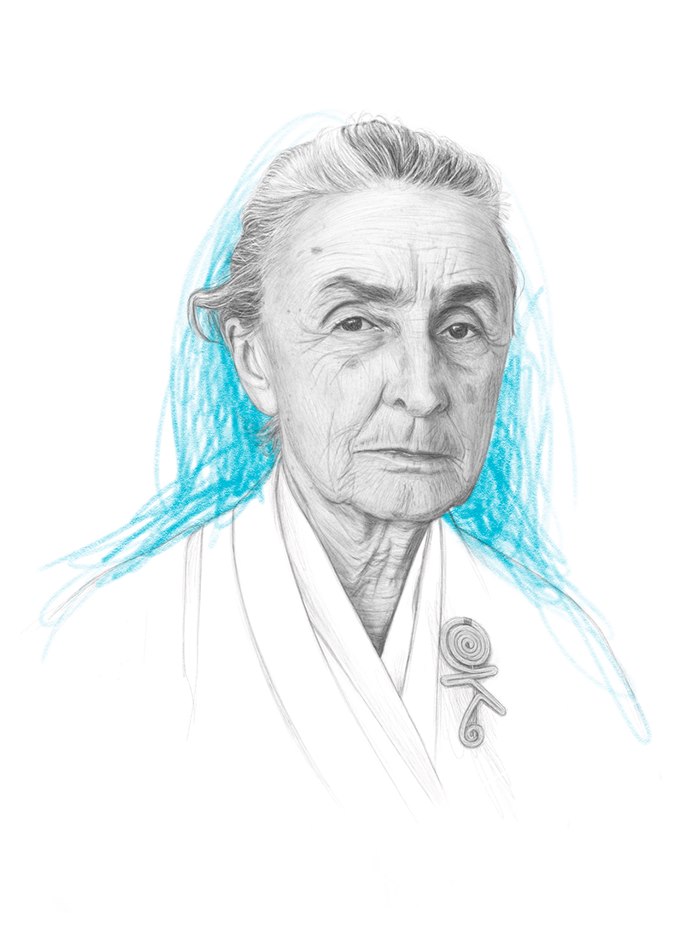 Realistic sketch of Georgia O'Keeffe