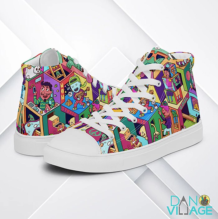 Fashion artwork of customized sneakers