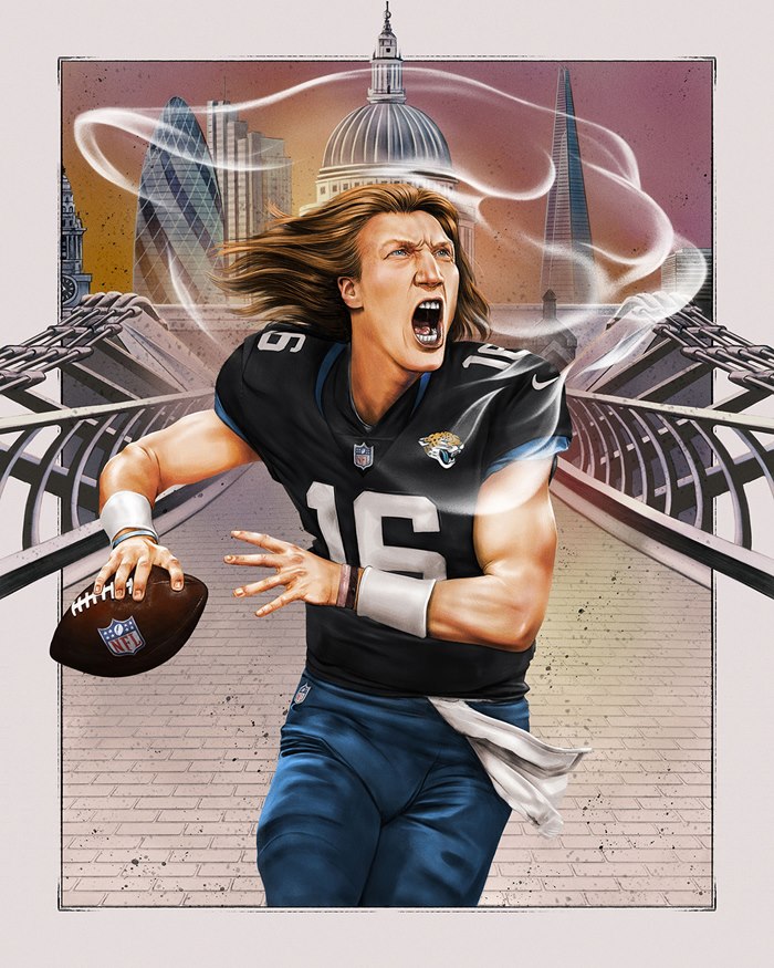 Trevor Lawrence poster artwork are striking social media posts