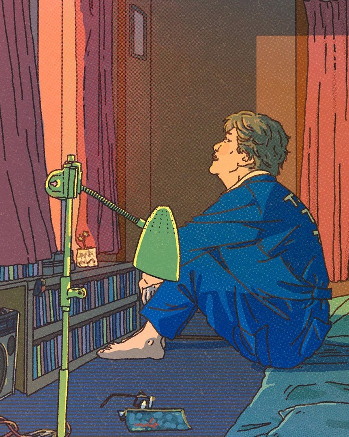 The artwork offers a close look at the protagonist's life