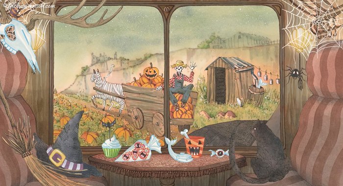 Mysterious scenes filled with charmingly spooky characters