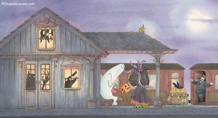 Watercolor for Jacquie Lawson's Halloween e-card