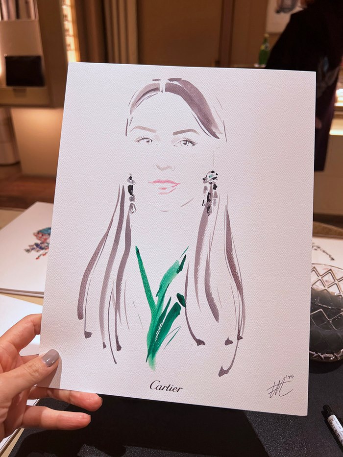 Cartier visitor captured in a chic fashion drawing