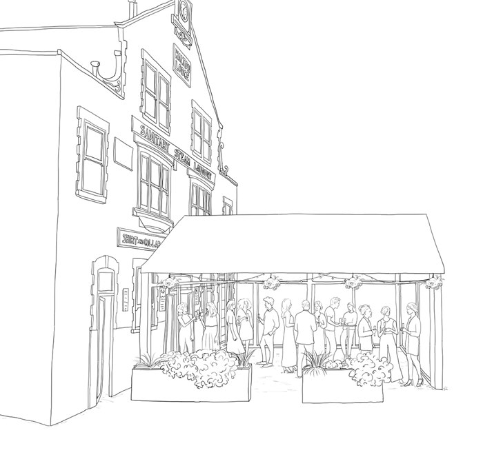 Claire worked with The Laundry to design visuals for terrace space
