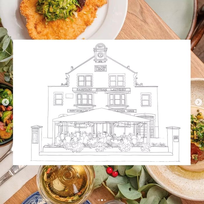Fine line drawing of Brixton pub terrace space