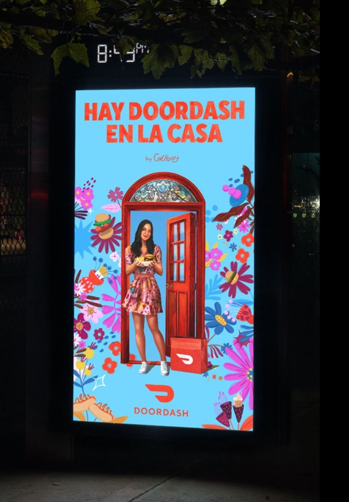 Digital advertising of DoorDash's 'Hay DoorDash En La Casa'