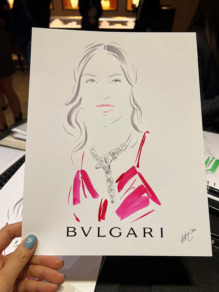 Elise created exquisite hand-drawn portraits of guest