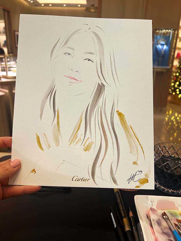 Colorful minimalist portraits at exclusive city event