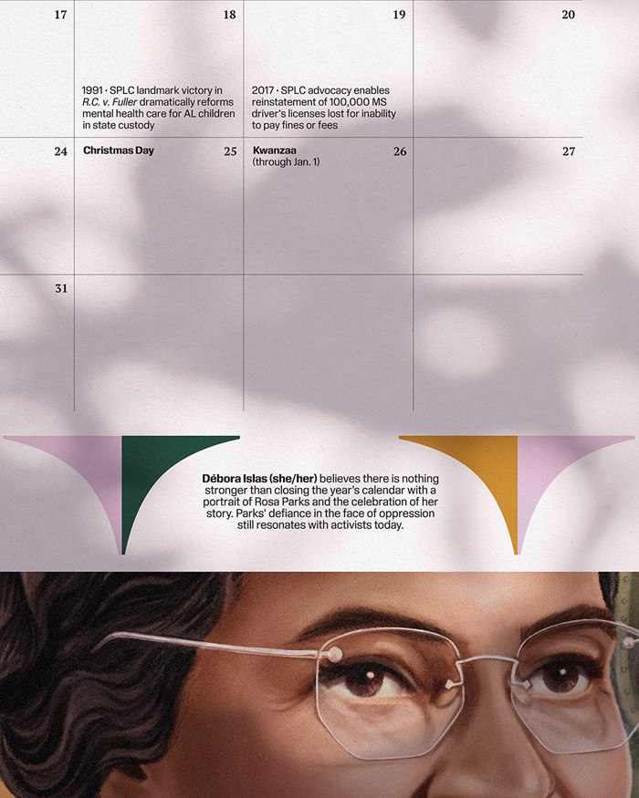 December page of the SPLC’s 2025 ‘Voices of Change’ calendar