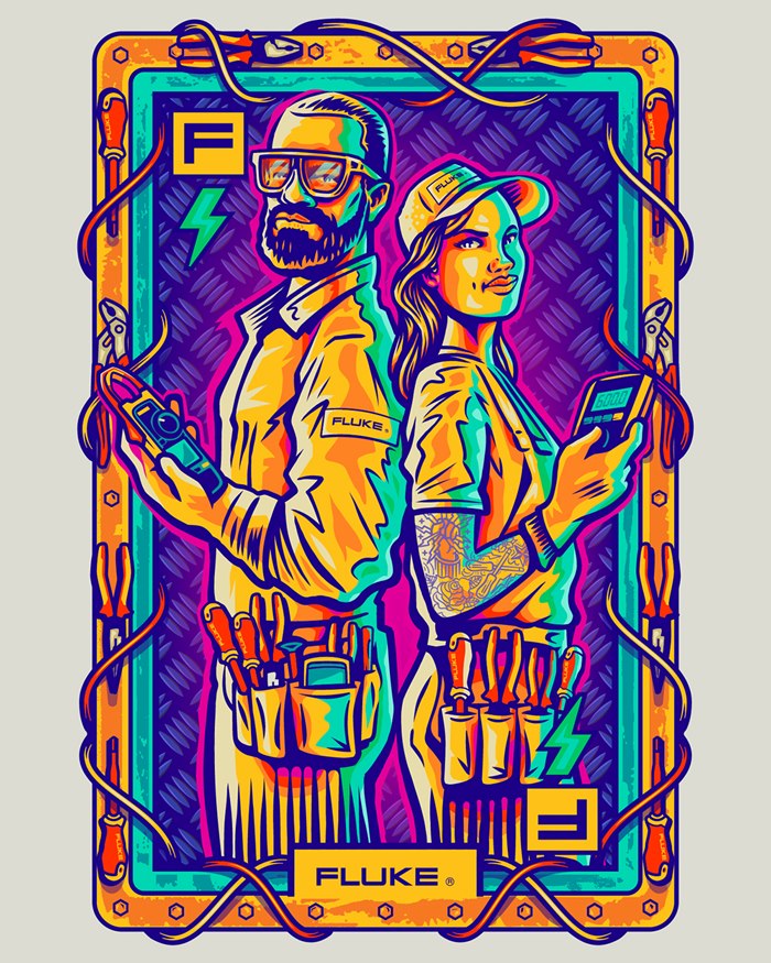 Striking art honoring electricians and their essential tools