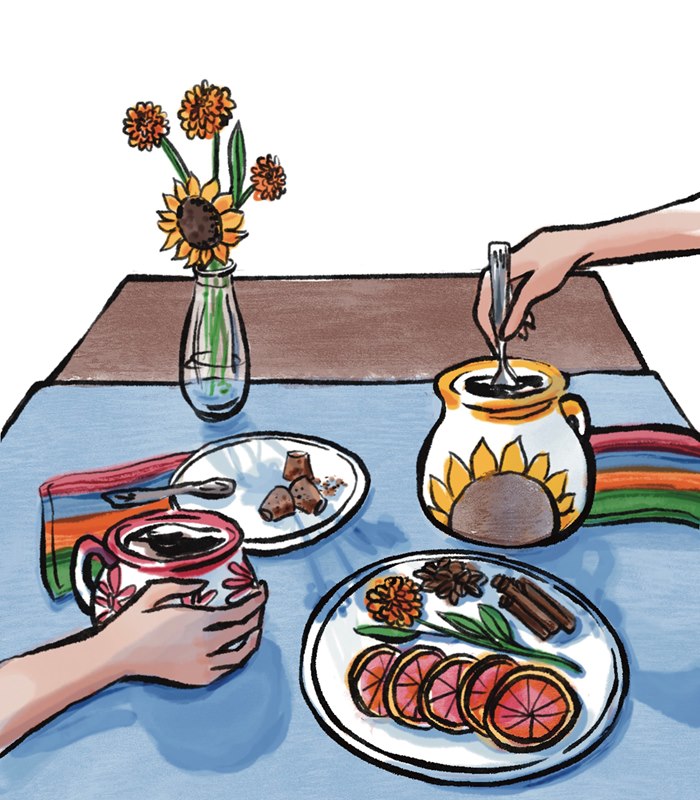 Hand-illustrated wine label for Somos Café de Olla by Briana