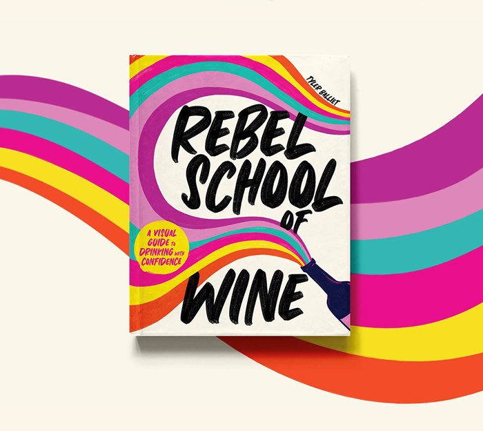 Playful visuals by Amber Day for Rebel School of Wine branding