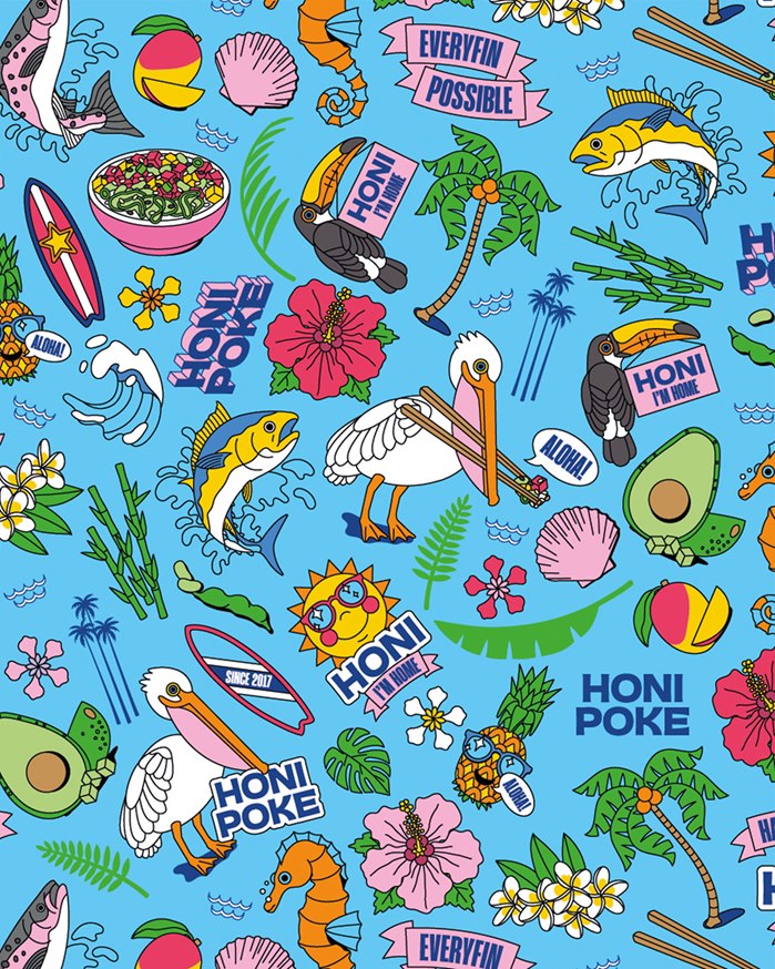 Packaging of Hawaiian poke bowl