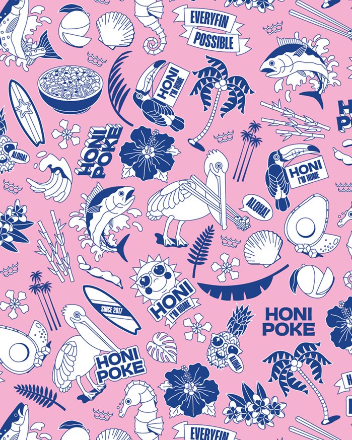 Fresh poke bowl brand inspired by Hawaiian flavors and positive vibes