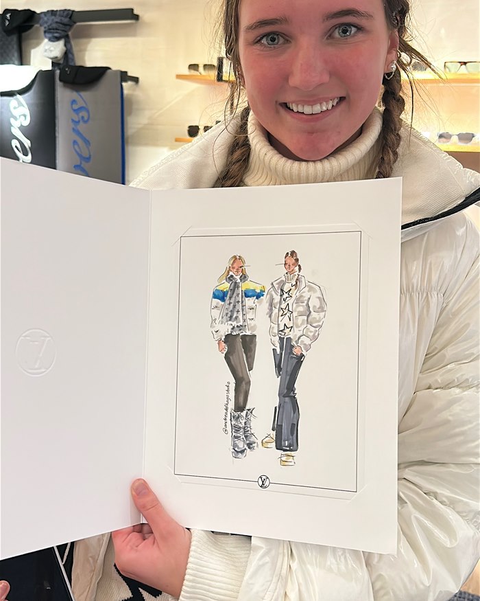 Louis Vuitton guest fashion portrait sketch in Colorado