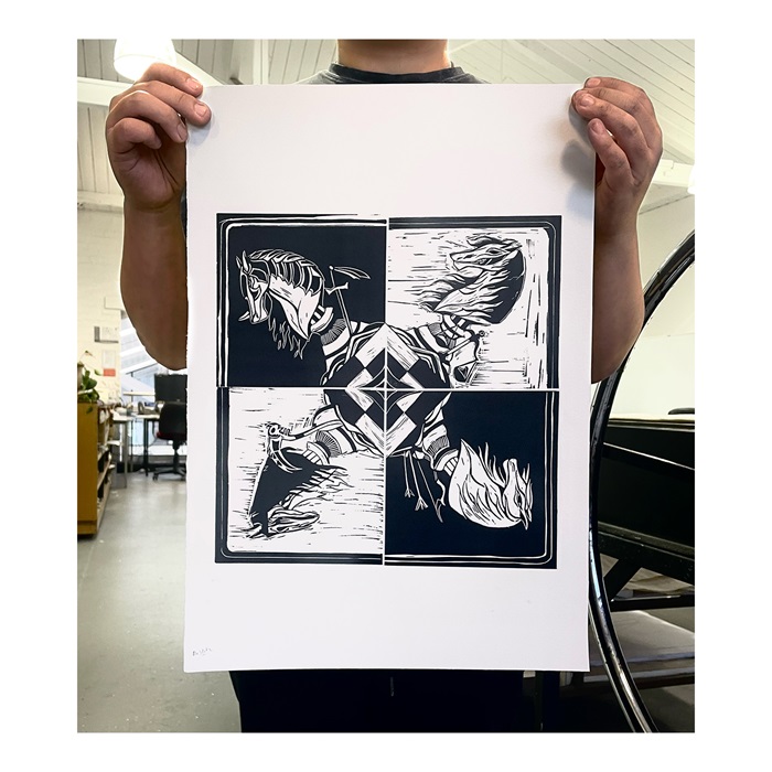 B&W art depicting mythological creatures