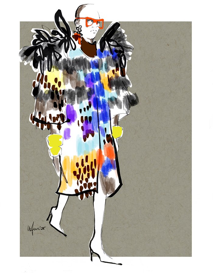 Live runway illustrations at Paris Haute Couture Fashion Week
