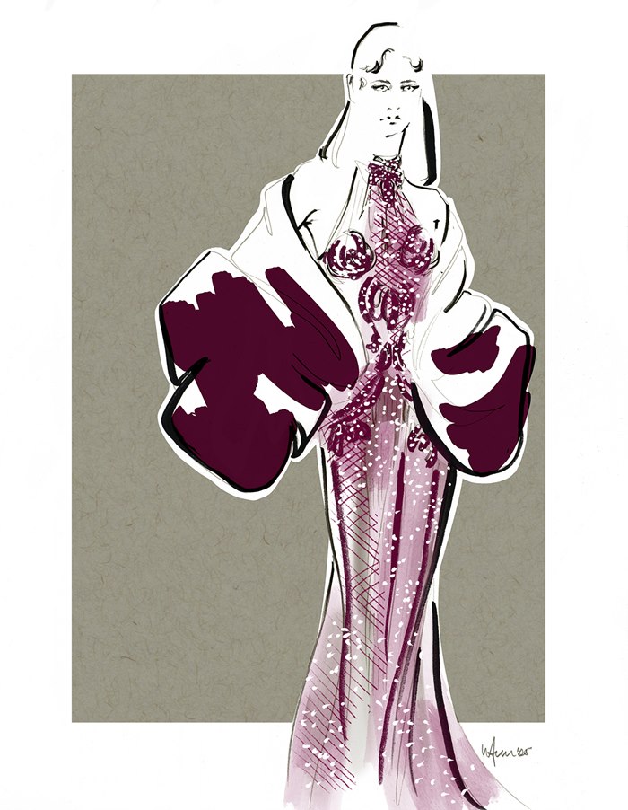 Paris Haute Couture live fashion sketch
