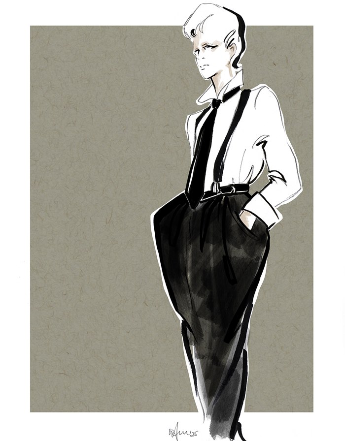 Drawing of a fashion runway in real time