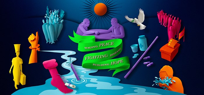 Annual Report cover artwork by Gail Armstrong for The Carter Center