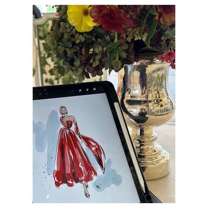 Digital runway sketch showcasing DIOR collection