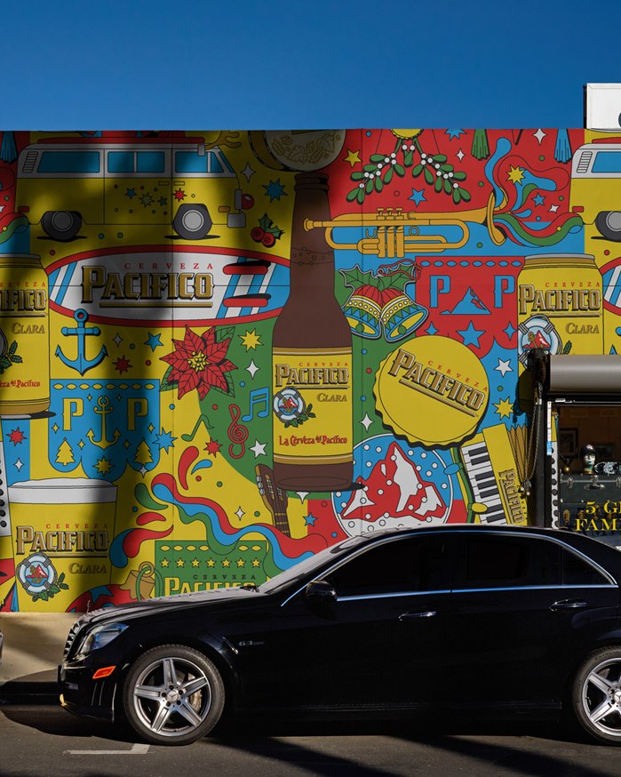 Colorful holiday branding for Pacifico Beer